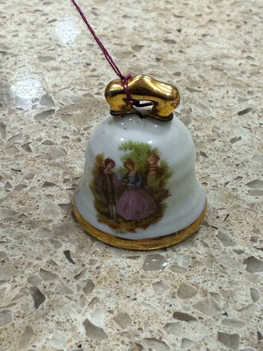 Limoges Porcelain/Gold France Doll House Decoration Bell
